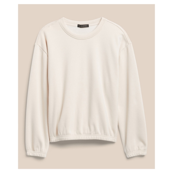 Banana Republic Cozy Velour Lined Bubble Sleeve Sweater/ Creme White - Picture 4 of 4